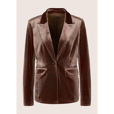Jackenblazer MADELEINE "Blazer Klassischer Samtblazer mit Revers", Damen, Gr. 4, trüffelbraun, Modern, regular fit, V-Ausschnitt, Blazer
