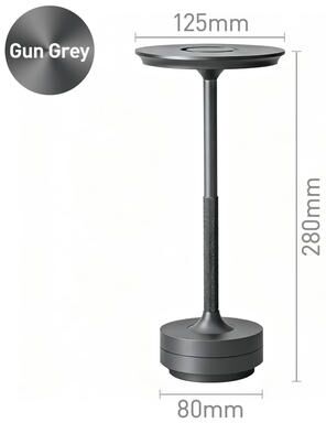 Inspired Living LumiTouch LED Table Lamp Rechargeable Touch Dimmable Cordless Bedside Light gray