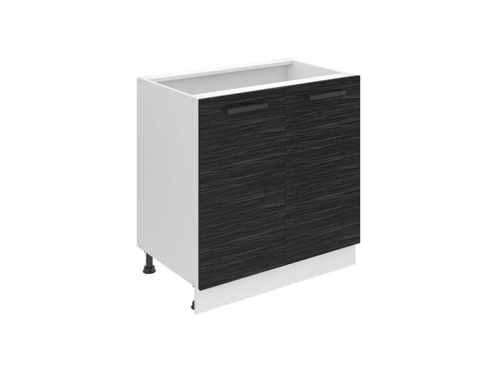 Belini Armoire basse de cuisine\, armoire basse de cuisine largeur 80 cm. SD Armoire basse de cuisine sans plan de travail. Armoire de cuisine 2 portes\, ébène royal