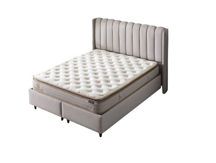 Villa Möbel Boxspringbett Organic (Bett (ohne Matratze), Liegefläche 150x200), Bettkasten mit XXL Stauraum und Gasdruckfedern für einfache Handhabung