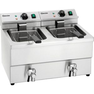 Bartscher Fritteuse IMBISS II, A150407, XXL, 6500 W, Doppel-Fritteuse, Ablasshahn, 2x 8 Liter