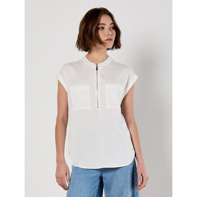 Shirtbluse APRICOT "Bluse mit Brusttaschen", Damen, Gr. S (36), beige (creme), Obermaterial: 100% Lyocell CLY., unifarben, Blusen, mit Reißverschluss