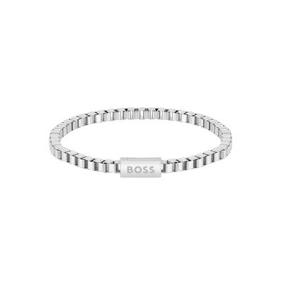 Armband BOSS "Schmuck Edelstahl Armschmuck Venezianer CHAIN FOR HIM", silber (edelstahlfarben), Armbänder, Herren, 19cm, Edelstahl, Edelstahlarmband