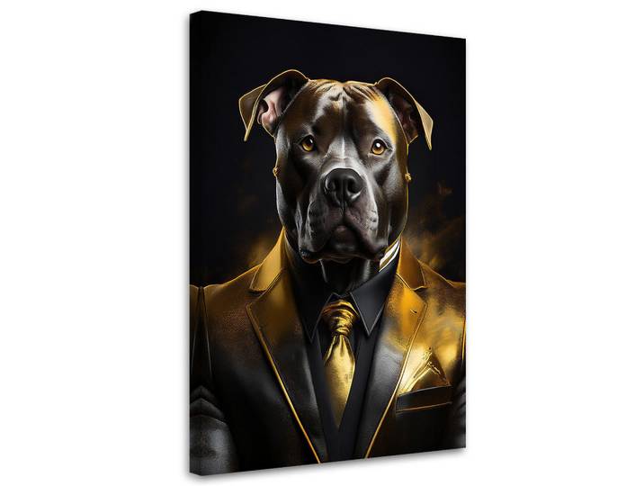 Feeby Wandbild hundetiere im anzug, Goldfarben, Tiere, Rechteckig, 60x90 cm, Bilder & Rahmen, Bilder, Leinwandbilder