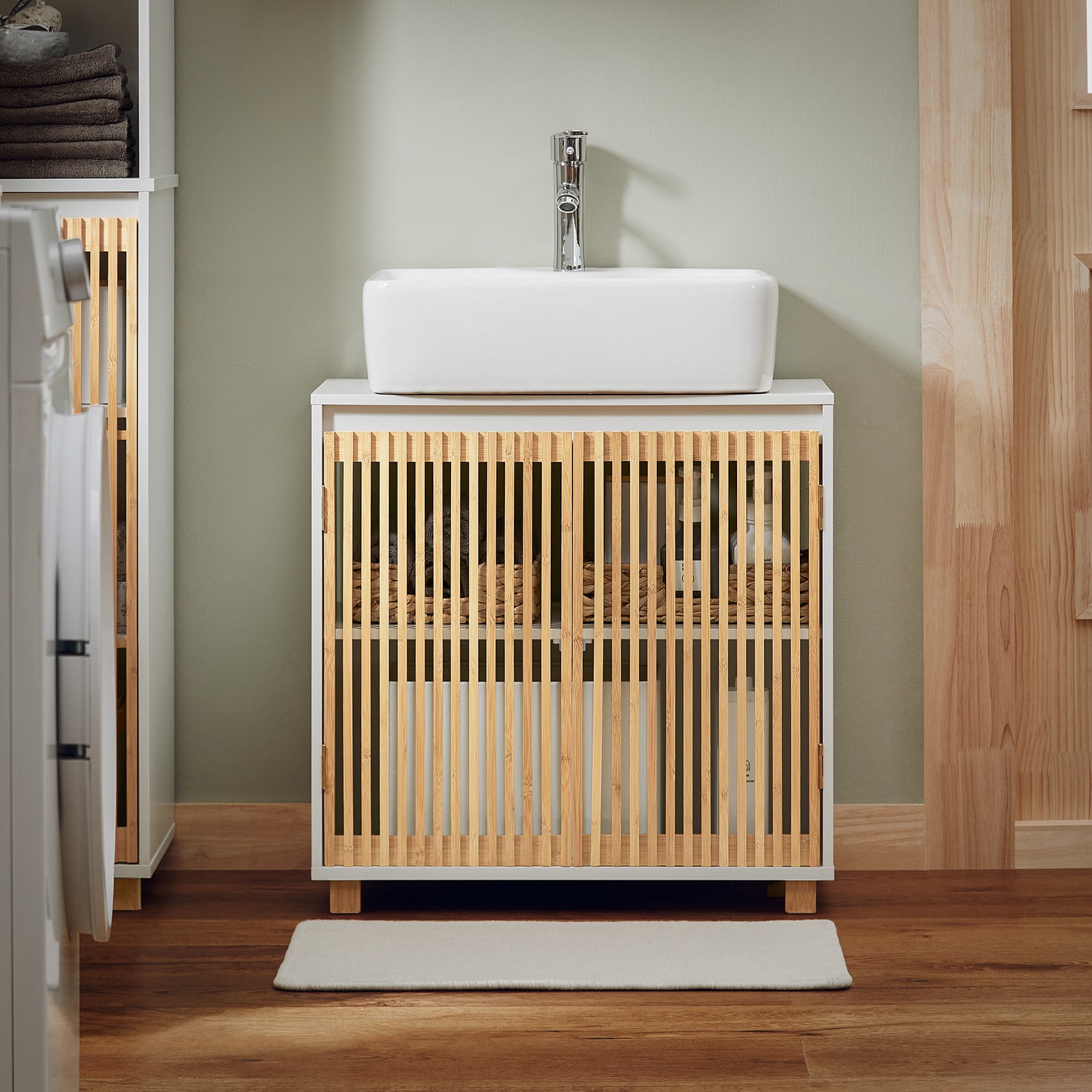 SoBuy BZR125-W wastafelonderkast voor de badkamer