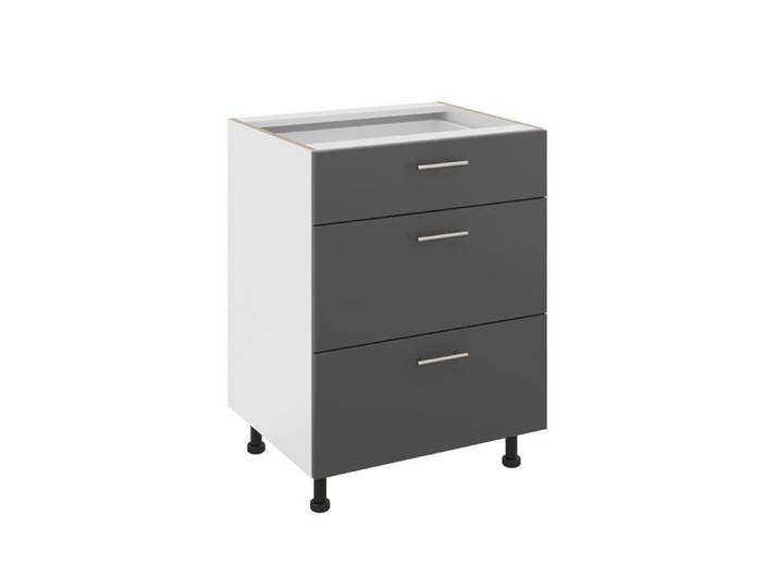 Meuble bas haaus Karo 3 tiroirs Anthracite/Blanc 60 x 50 x 80 cm