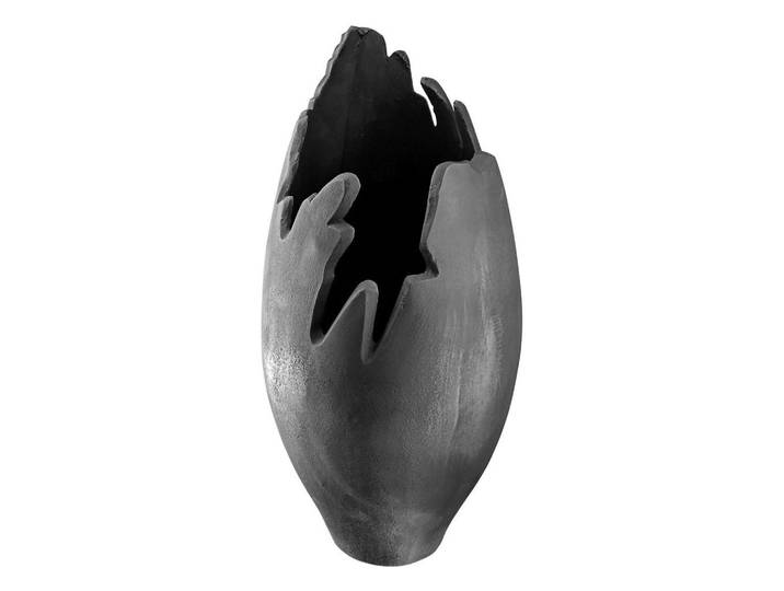 Dekovase Vulkano Flame, Anthrazit, Metall, 33 cm, stehend, Dekoration, Vasen, Metallvasen
