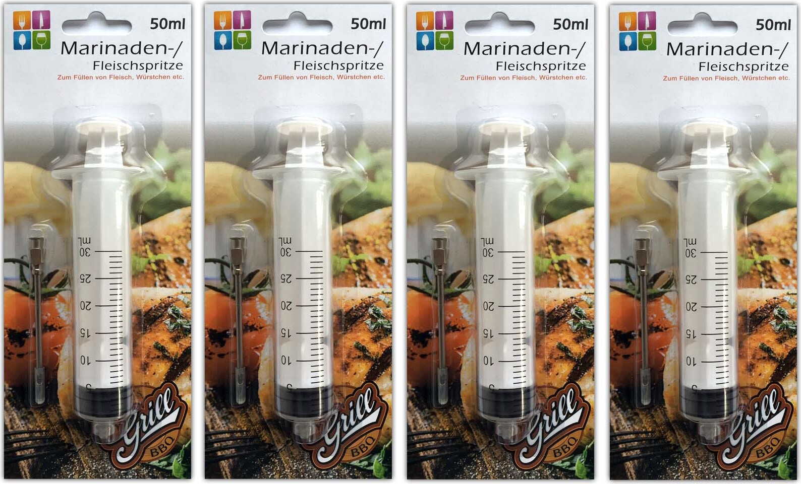 Set van 4 HAC24 marinadespuiten en vleesinjectiespuiten