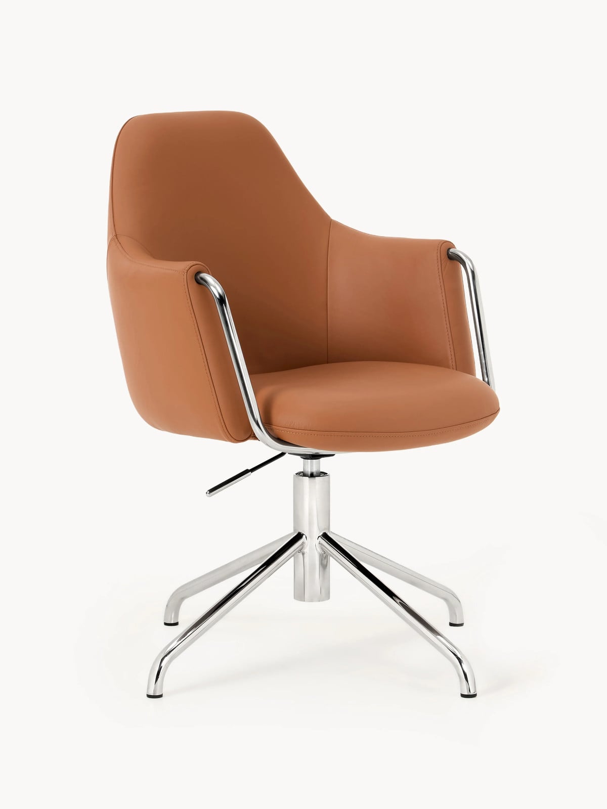 Westwing Collection Leren bureaustoel Alain met armleuningen en 360 graden draaibaar functie