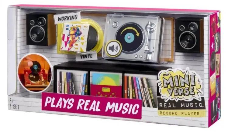MGA Miniverse Real Music Platen spelers, 8 stuks, Meerdere kleuren, Kunststof