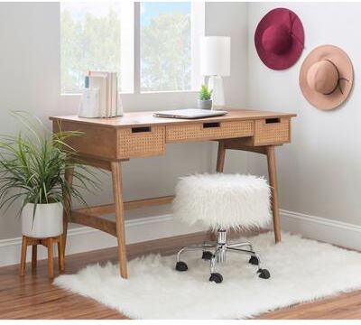 Linon Home Decor Linon Lamine Rattan Mid-Century Desk