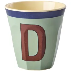 RICE Melamin Buchstabenbecher Vintage Medium, D Khaki