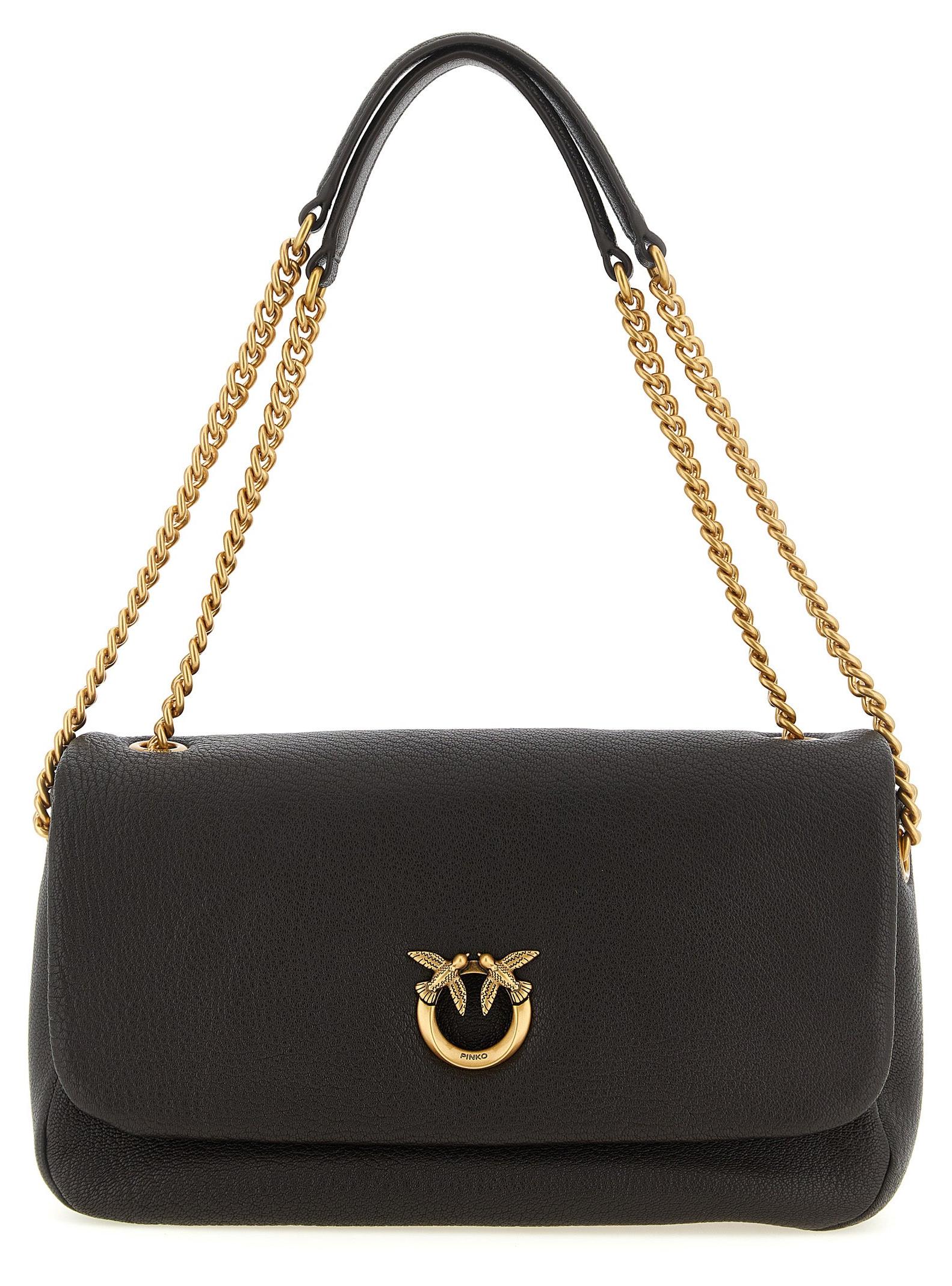 PINKO Love Bag Lammleder genarbt dunkelbraun Love Birds