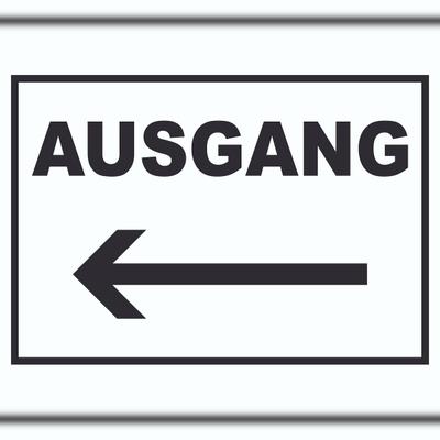 HB-Druck Ausgang Pfeil links Schild A0 (841x1189mm)