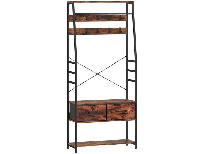 Jamb Garderobe Lleida Sur Braun/Schwarz Spanplatte 80/30/180 cm, Metall, Holz, 80x30x180 cm, Garderobe, Garderobensets & -serien, Garderoben-Set