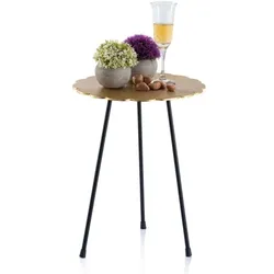 Amagohome Beistelltisch Metall Dekotisch Hilton ø 35 x H 45 cm rund Aluminium mit Struktur : gold