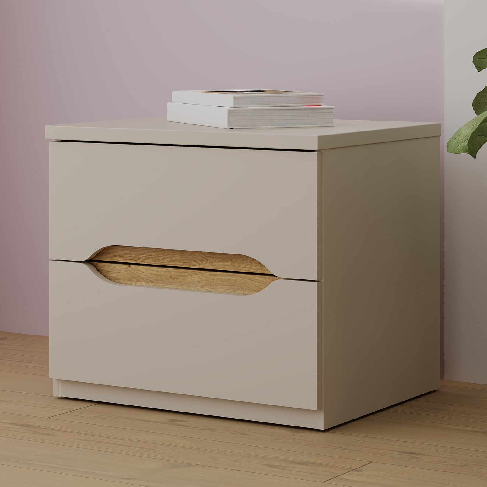 home24 Nachtkastje modern bruin/beige