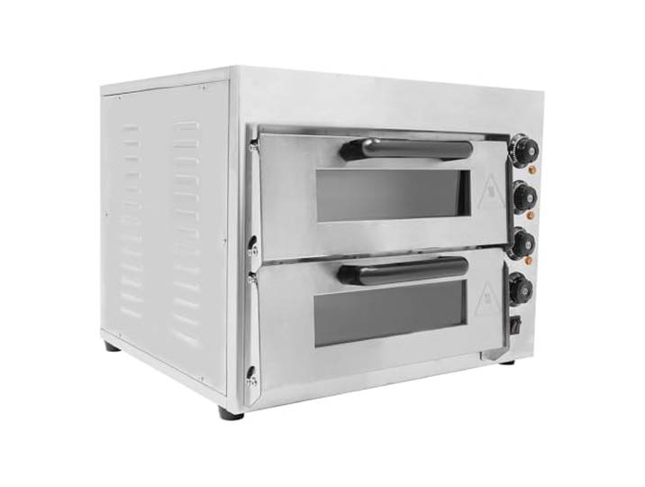 3000W Edelstahl Pizzaofen Elektrisch, 40L Pizza Backofen Pizzabackofen Pizza Ofen Schamottstein mit Hitzebeständige Handschuhe für Pizza, Brot und Backwaren
