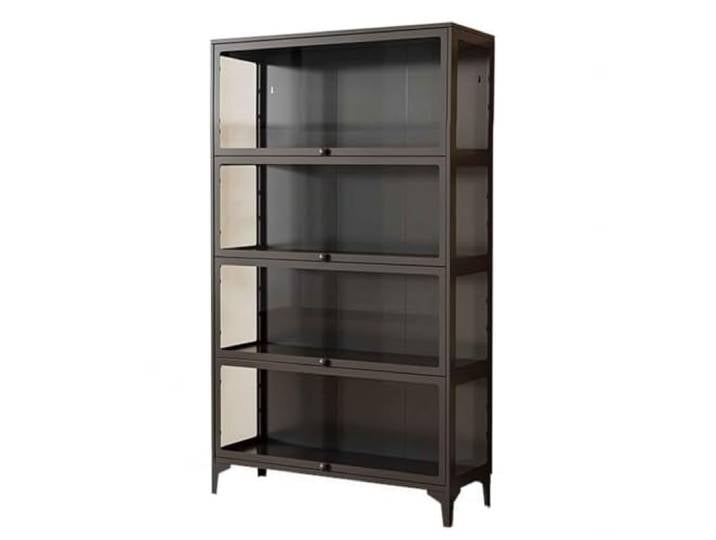 Gavoir Vitrinenschrank Schwarz Glas 4-Lagen 32x78x165cm Glasvitrine Schwarz Vitrinenschrank Schwarz Metall Vitrine Glas Glasvitrine Stehend Stahl Wohnzimmer Küchenschrank Vitrine Sammlervitrine