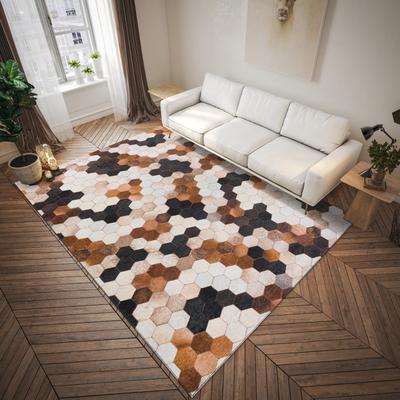 Addison Rugs Indoor/ Outdoor Laredo Micro Hexegon Faux Hide Patchwork Washable Area Rug
