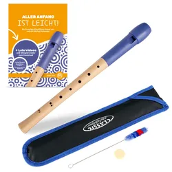 Classic Cantabile Pivella Blockflöte barock blau Set inkl. Flötenschule