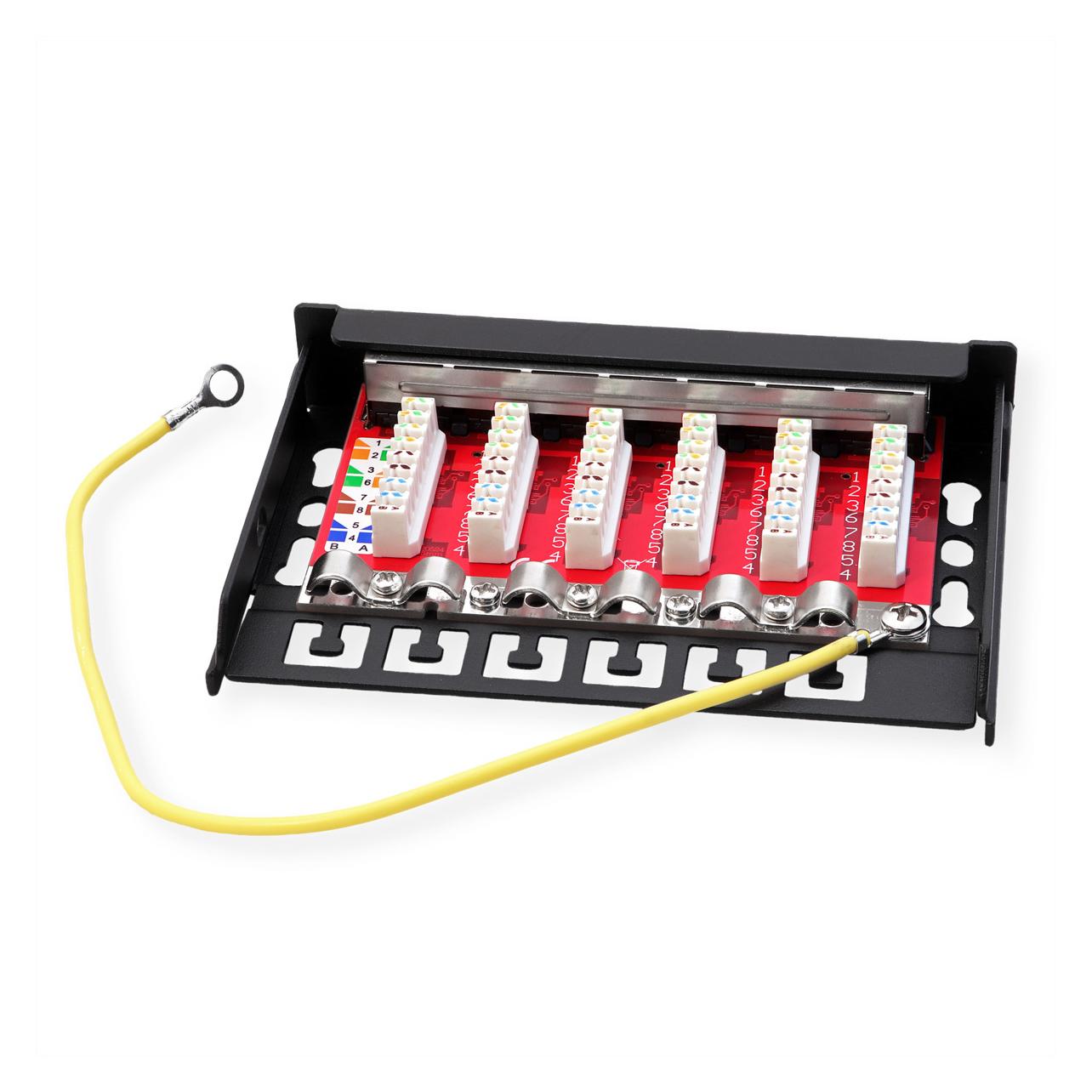 Roline Mini-Patchpanel 6x RJ45 geschirmt Kat.6A/Kl.EA, 0.5HE (26.11.0299)