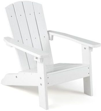 Costway All-Weather HIPS Kid's Adirondack Chair with with High Backrest and Armrests-White