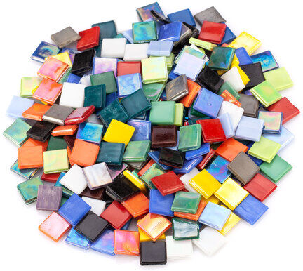 Eis-Glas Mosaik, bunt opak, 15 x 15 mm, 500 g