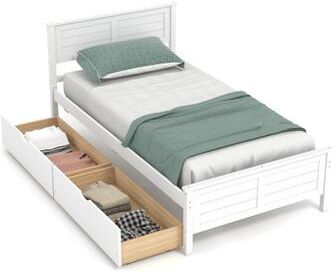 Costway Twin Size Bed Frame with Storage Drawers-White