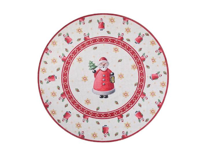 Designteppich VILLEROY & BOCH Santa Claus 160 cm , rot, Ø:160cm, Polyester, Teppiche, Designteppich
