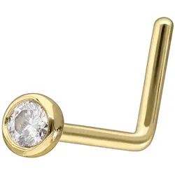 14/18 Karat Gold Nasenstecker L-Form EINGEFASSTER MOISSANIT