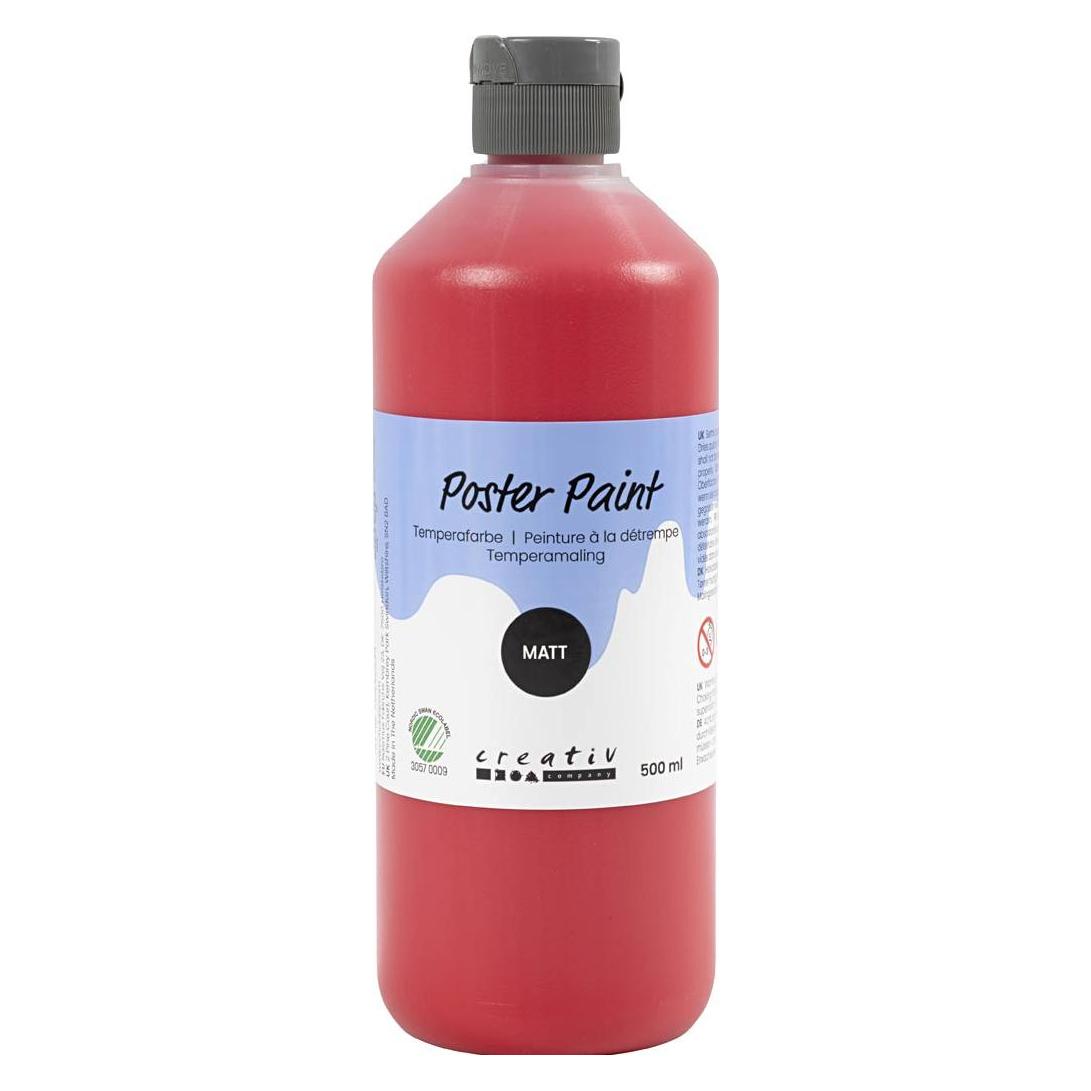 Creativ Company Poster Paint, matt, semi opaque, red, 500 ml/ 1 bottle (500 ml) (70642234)