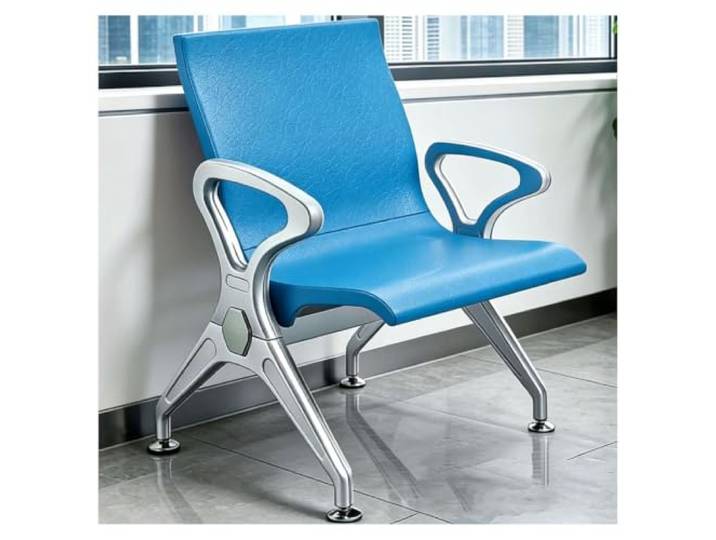 YPIOUREN Wartezimmer Stühle, Esszimmer Stühle, Stuhl mit Armlehne Stabiler Rahmen aus Aluminiumlegierung, 750 Kg Tragfähigkeit, Bequeme Rückenlehne und Armlehnen(Light blue)