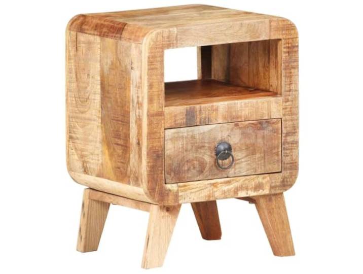 Kaorsrow Nachttisch Raues Mangoholz Beistelltisch 30x30x41 cm Kompakter Nachtschrank aus Massivholz mit Schublade für das Schlafzimmer. Vintage Design mit Unikat-Maserung.