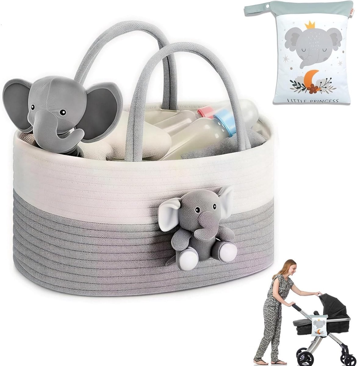 Multifunctionele katoenen luiermand en organizer voor de commode