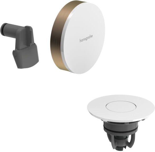 Hansgrohe Exafill Ab- und Überlaufgarnitur 58119140 Oberfläche Deckel weiß hochglanz, brushed bronze, Fertigset, mit Wanneneinlauf