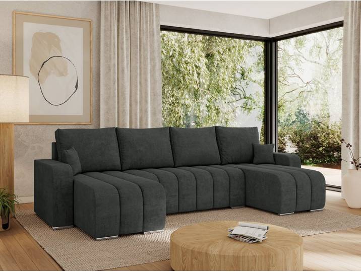 MKS MÖBEL Ecksofa KIRASSO U, Set, Bonellfedern, lose Kissen, Couch U-form, Ecksofa U-Form, Metallbeine, Bettkasten, Schlafsofa