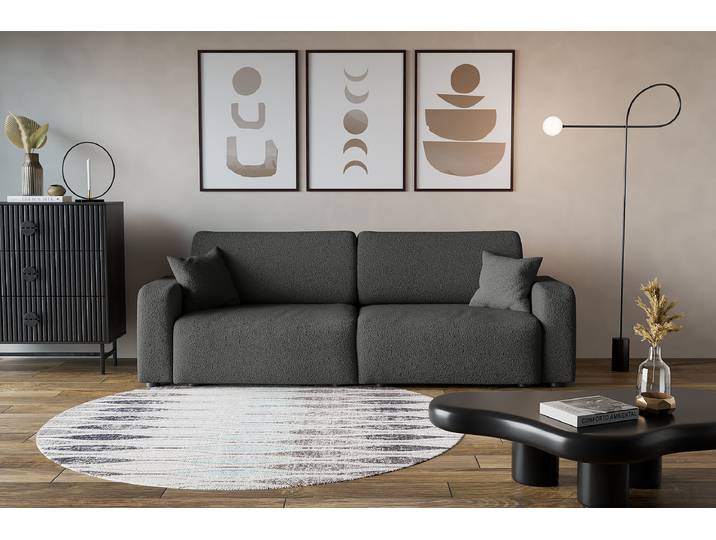 Schlafsofa Grau Teddystoff Quila 245 x 83 x 90cm Modern
