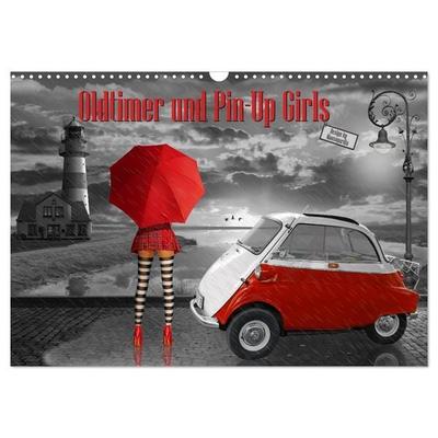 Oldtimer und Pin-Up Girls by Mausopardia (Wandkalender 2027 DIN A3 quer), CALVENDO Monatskalender