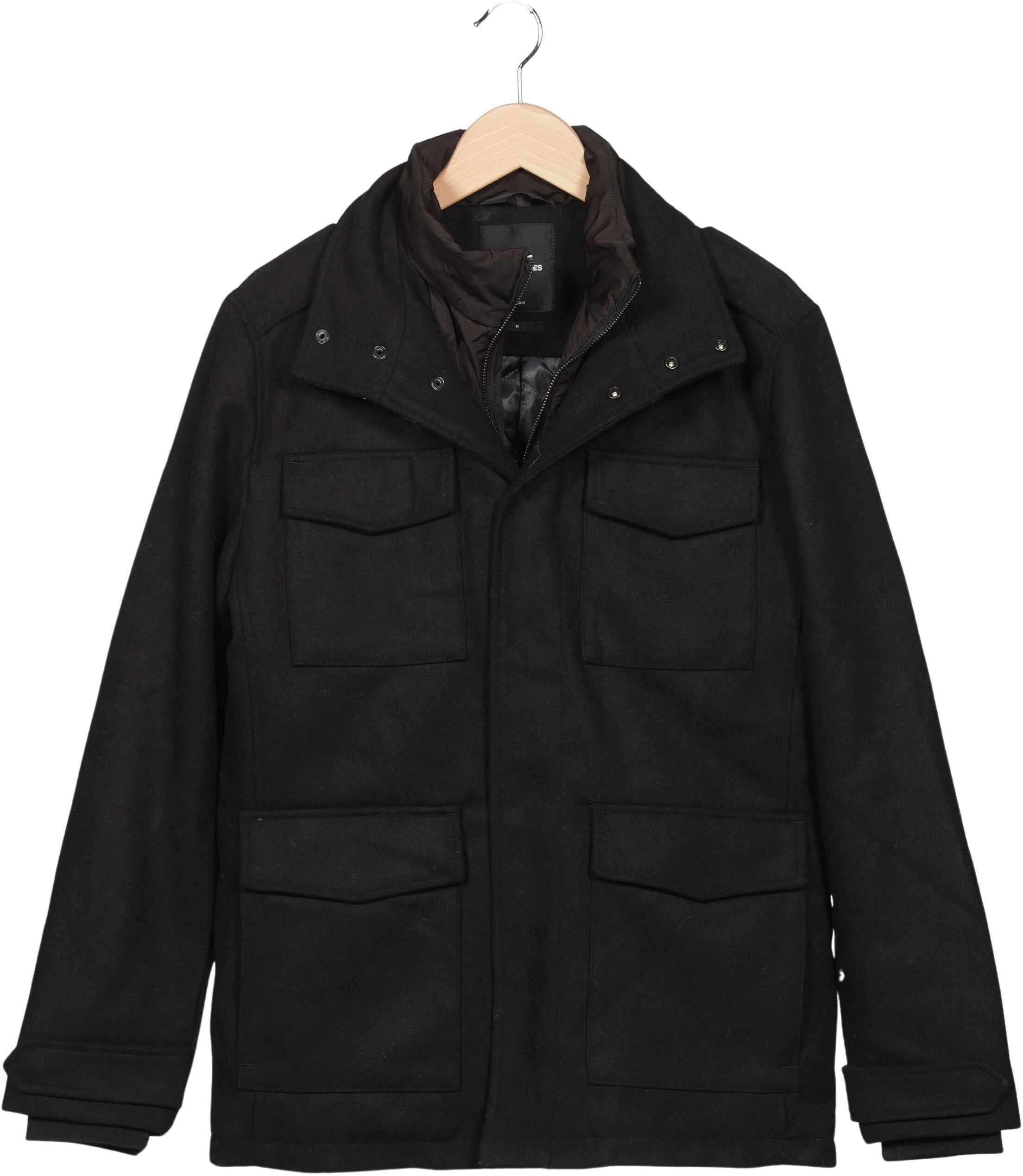 Jack & Jones Herren Jacke, Schwarz, Gr. M, Synthetik / Wolle - Second Hand