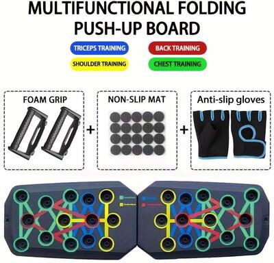 Inspired Finds Portable Multifunctional Foldable Push Up Board Set For Full Body Fitness board With Glove