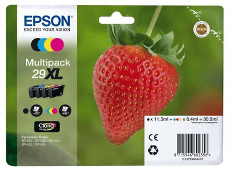 Cartucho de tinta - Epson C13T29964022 Fresa, 29 cartuchos XL, CMYK