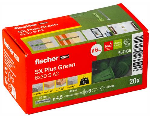 Fischer 567936 SX Plus Green Dübel 20St.