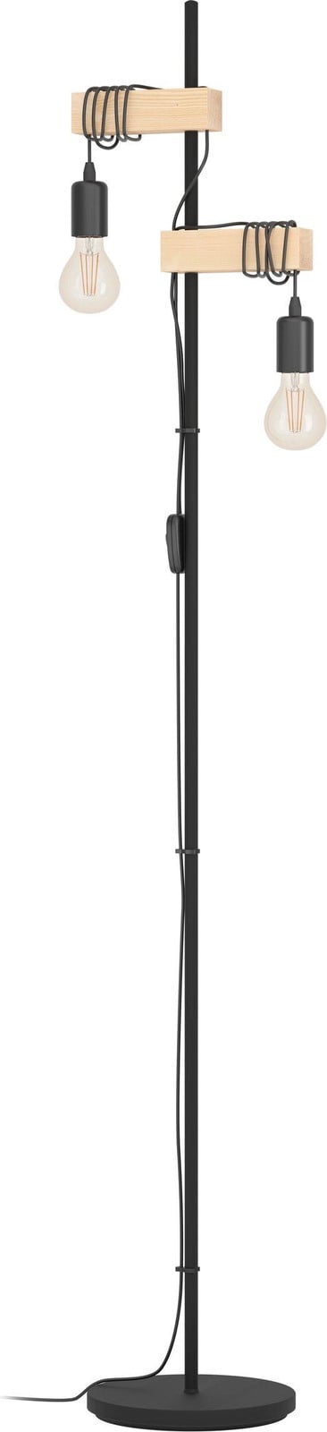 Eglo Vloerlamp Townshend Industrieel - Bruin/Zwart - 2x E27