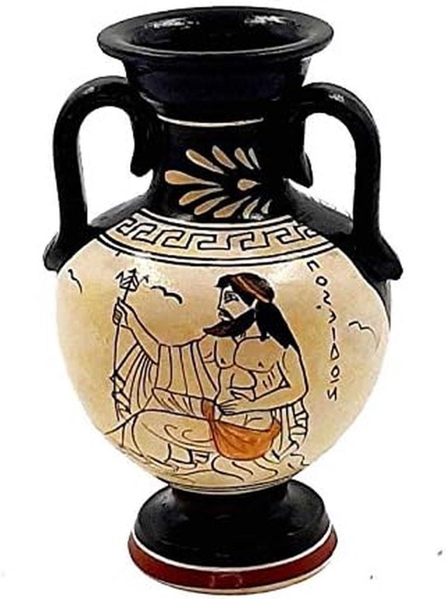 Griekse Amfora Vaas Wit - Handgemaakte Decoratieve Pot - Hoogte: 13 cm