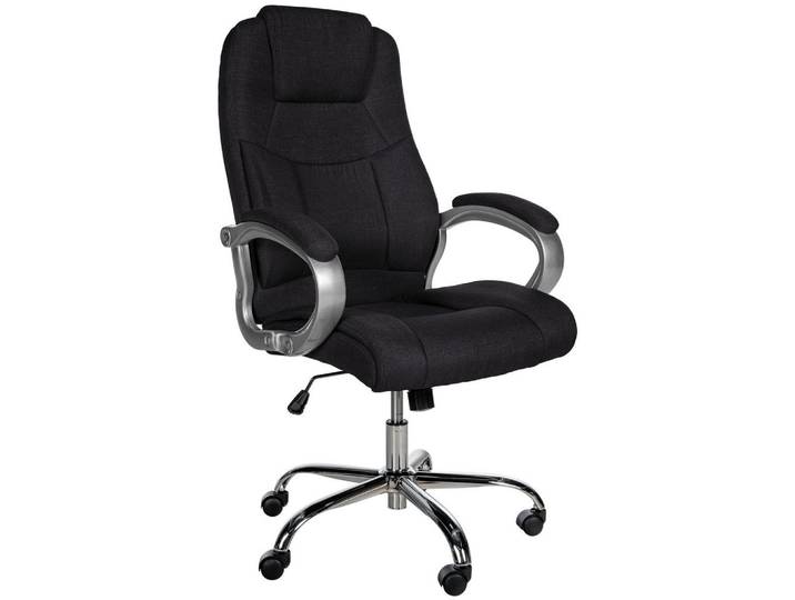 CLP Chefsessel Stoff Schwarz, Metall, 66x113x70 cm, Büromöbel, Bürostühle, Chefsessel