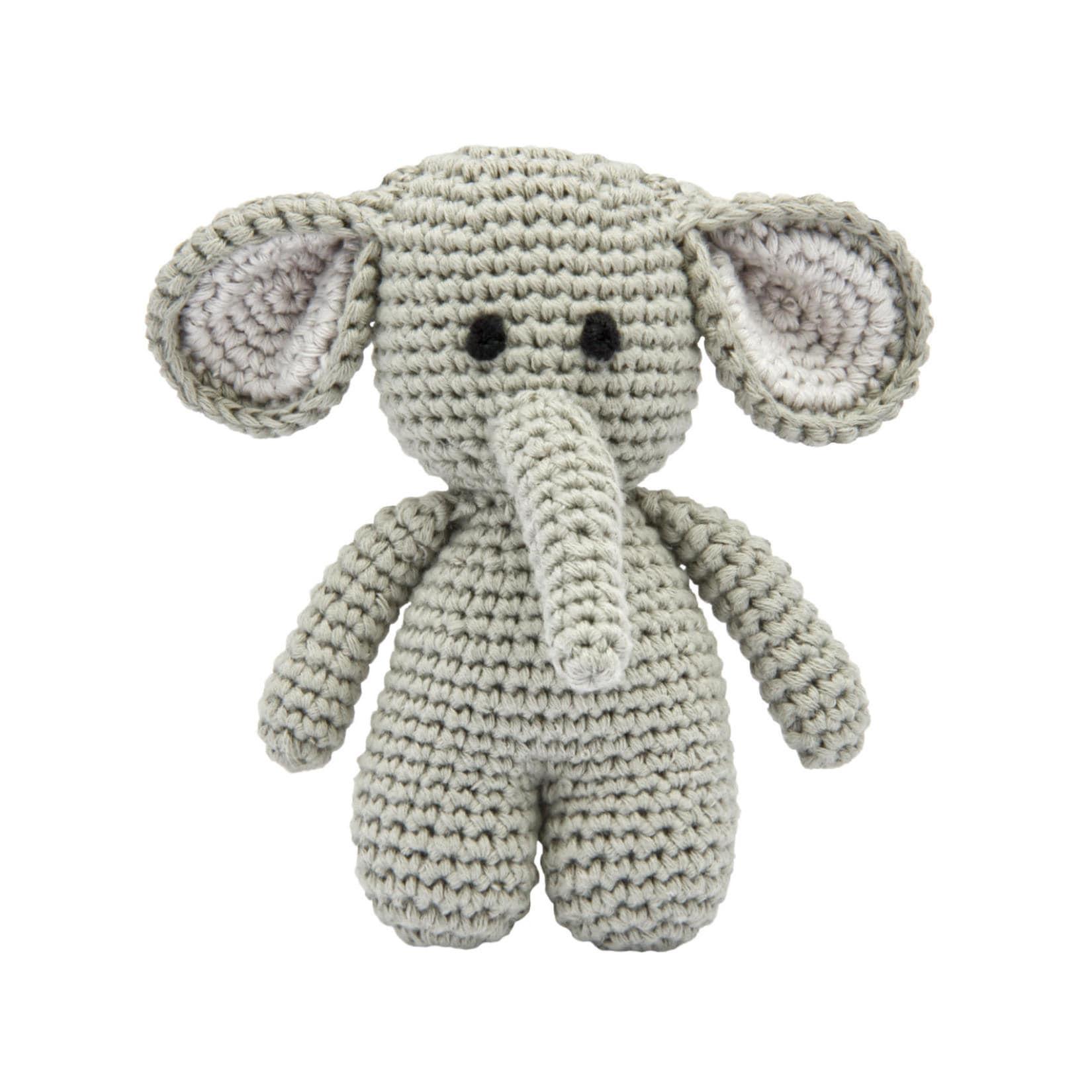 miniHeld Handgestrickter Elefant gehäkelt aus Baumwolle Spielzeug 15 cm