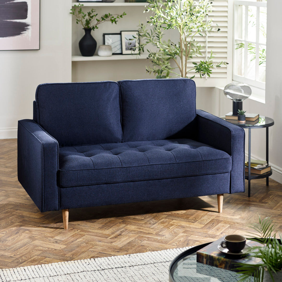 17 Stories Chenille Sofa Blue 2