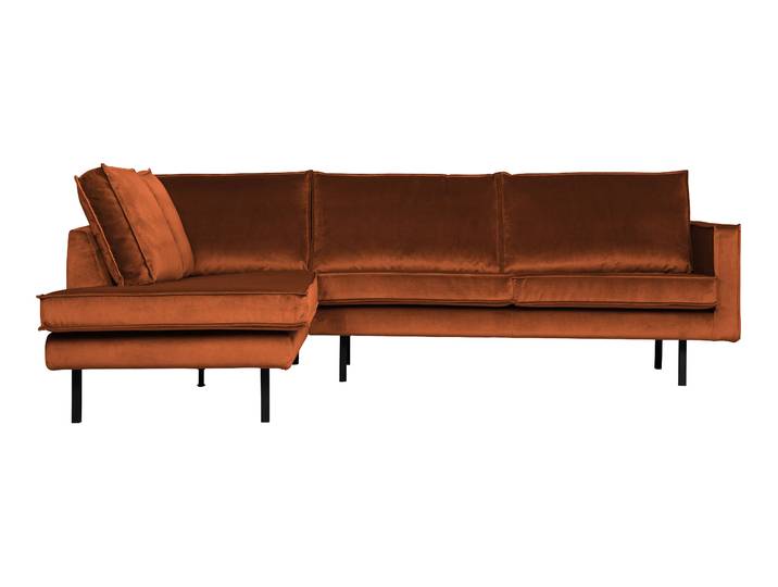WOOOD Hoekbank Rodeo Links, Velvet - Roestbruin - BePureHome