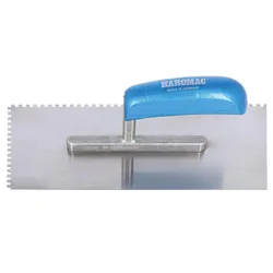 Glättekelle HAROMAC 4x4 gezahnt 280mm Stahl, gehärtet blaues Heft